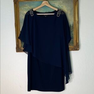 Escape navy blue jeweled dress